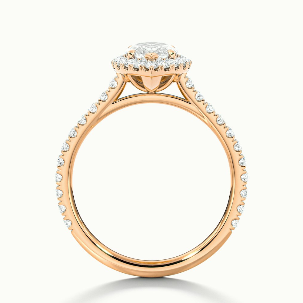Anna 3.5 Carat Marquise Halo Pave Moissanite Engagement Ring in 10k Rose Gold