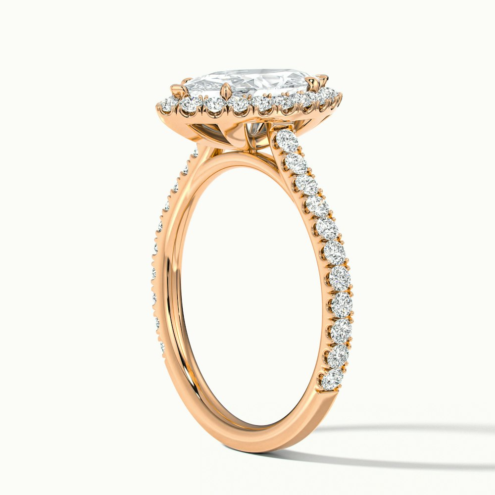 Alexa 5 Carat Marquise Halo Pave Lab Grown Diamond Ring in 18k Rose Gold