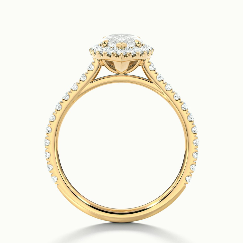 Anna 5 Carat Marquise Halo Pave Moissanite Engagement Ring in 14k Yellow Gold