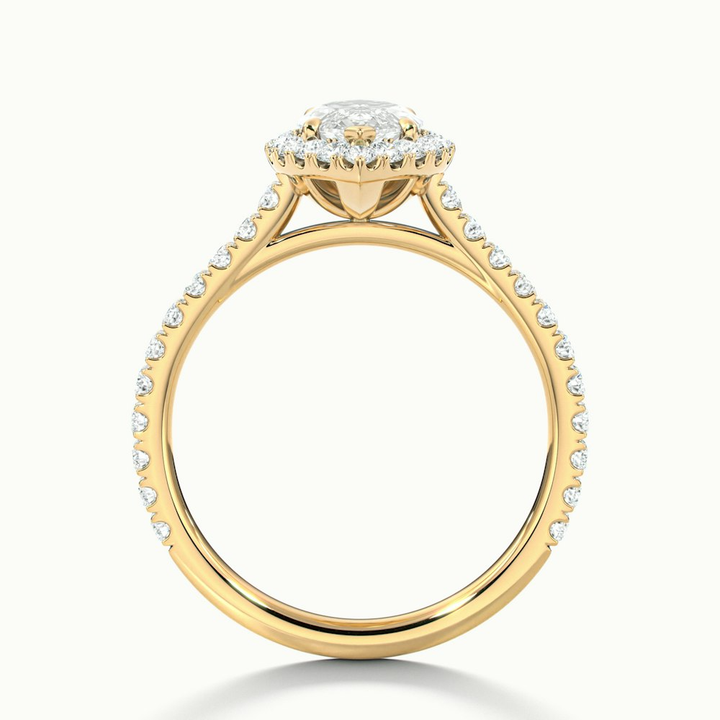 Alexa 5 Carat Marquise Halo Pave Lab Grown Diamond Ring in 14k Yellow Gold