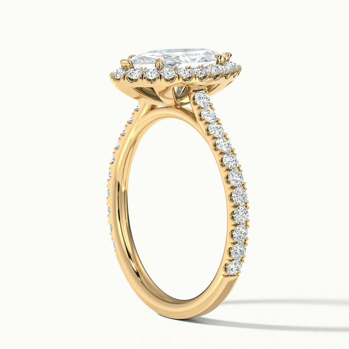 Alexa 5 Carat Marquise Halo Pave Lab Grown Diamond Ring in 14k Yellow Gold