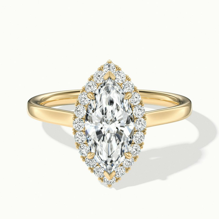Anaya 5 Carat Marquise Halo Lab Grown Diamond Ring in 14k Yellow Gold