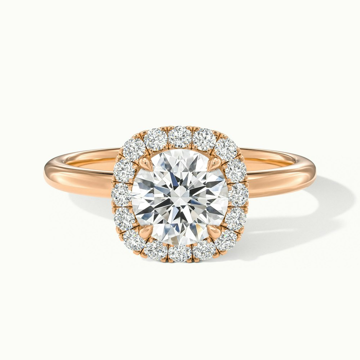 Anya 4 Carat Round Cut Halo Moissanite Engagement Ring in 14k Rose Gold