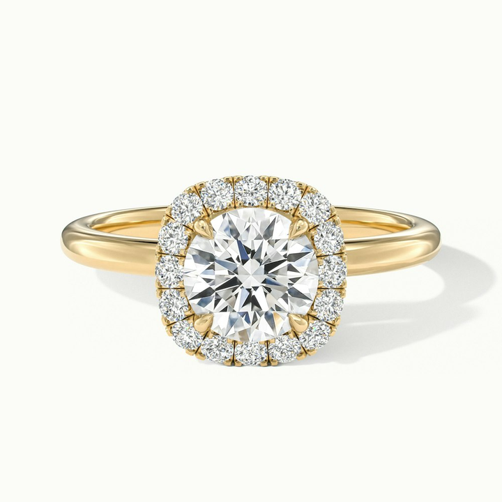Anya 5 Carat Round Cut Halo Moissanite Engagement Ring in 14k Yellow Gold