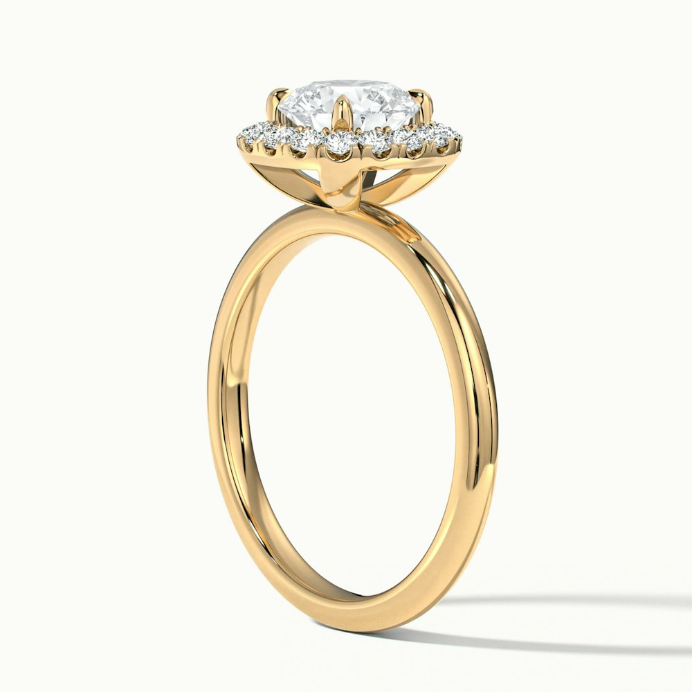 Angel 1.5 Carat Round Cut Halo Lab Grown Diamond Ring in 18k Yellow Gold
