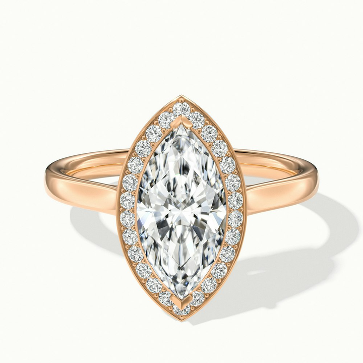 Sky 2 Carat Marquise Halo Moissanite Engagement Ring in 10k Rose Gold