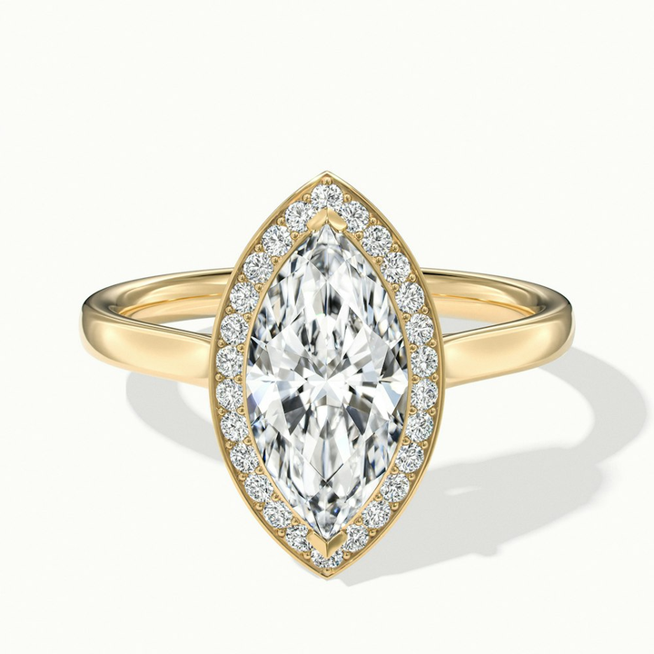 Carla 5 Carat Marquise Halo Lab Grown Diamond Ring in 14k Yellow Gold