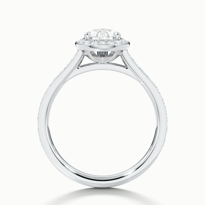 Zara 3 Carat Pear Halo Pave Lab Grown Engagement Ring in 10k White Gold
