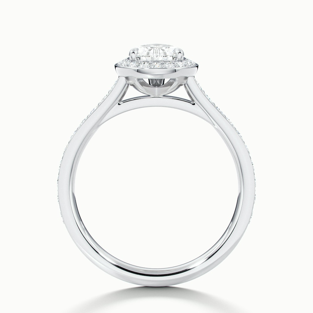 Zara 1.5 Carat Pear Halo Pave Lab Grown Engagement Ring in 10k White Gold