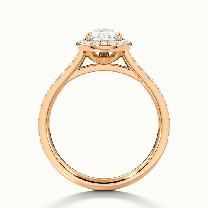 Zara 1 Carat Pear Halo Pave Lab Grown Engagement Ring in 10k Rose Gold
