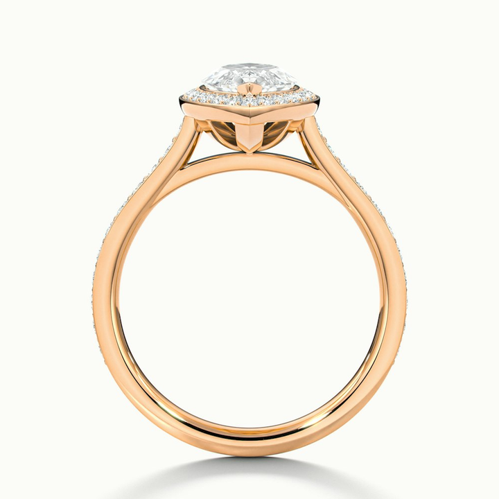 Ila 3 Carat Marquise Halo Pave Moissanite Engagement Ring in 18k Rose Gold