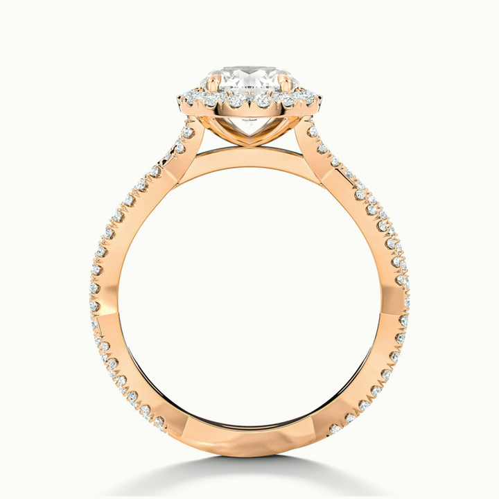 Riva 3 Carat Round Cut Halo Twisted Pave Moissanite Engagement Ring in 18k Rose Gold