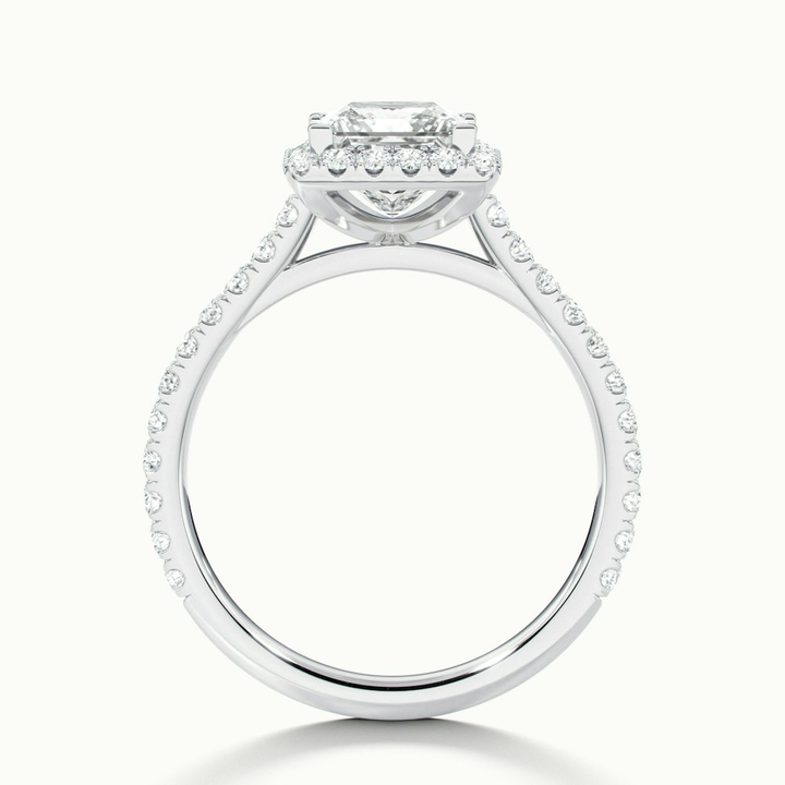 Love 3 Carat Princess Halo Pave Lab Grown Diamond Ring in 10k White Gold