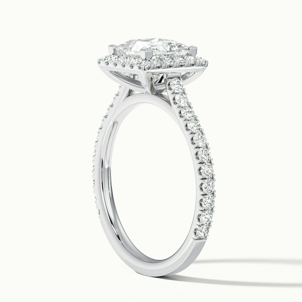 Love 3 Carat Princess Halo Pave Lab Grown Diamond Ring in 10k White Gold