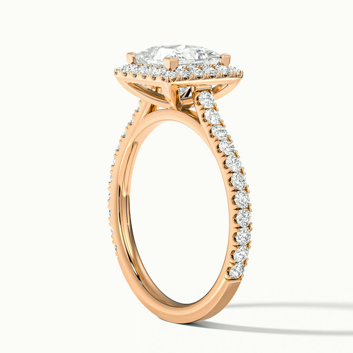 Rose 3 Carat Princess Halo Pave Moissanite Engagement Ring in 18k Rose Gold