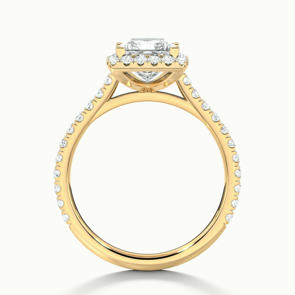 Love 1.5 Carat Princess Halo Pave Lab Grown Diamond Ring in 10k Yellow Gold