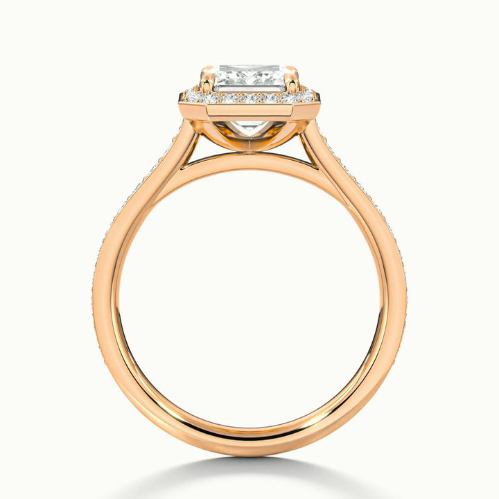 Lucy 2 Carat Emerald Cut Halo Pave Lab Grown Diamond Ring in 10k Rose Gold