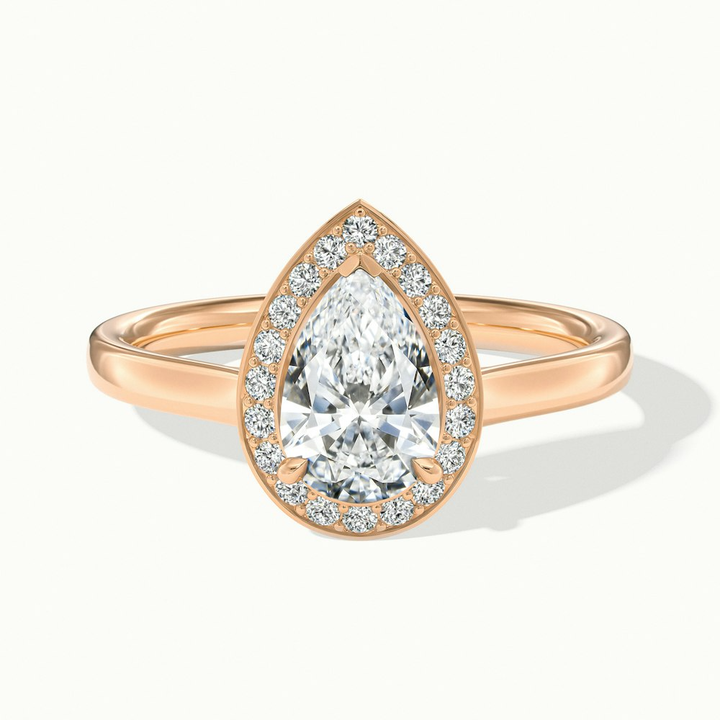 Nina 5 Carat Pear Halo Lab Grown Diamond Ring in 18k Rose Gold