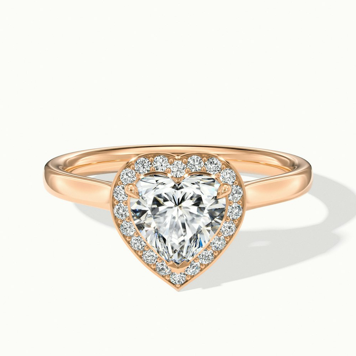 Nyla 3 Carat Heart Halo Moissanite Engagement Ring in 18k Rose Gold