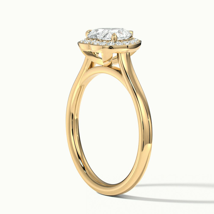 Ruby 3 Carat Heart Halo Lab Grown Diamond Ring in 10k Yellow Gold