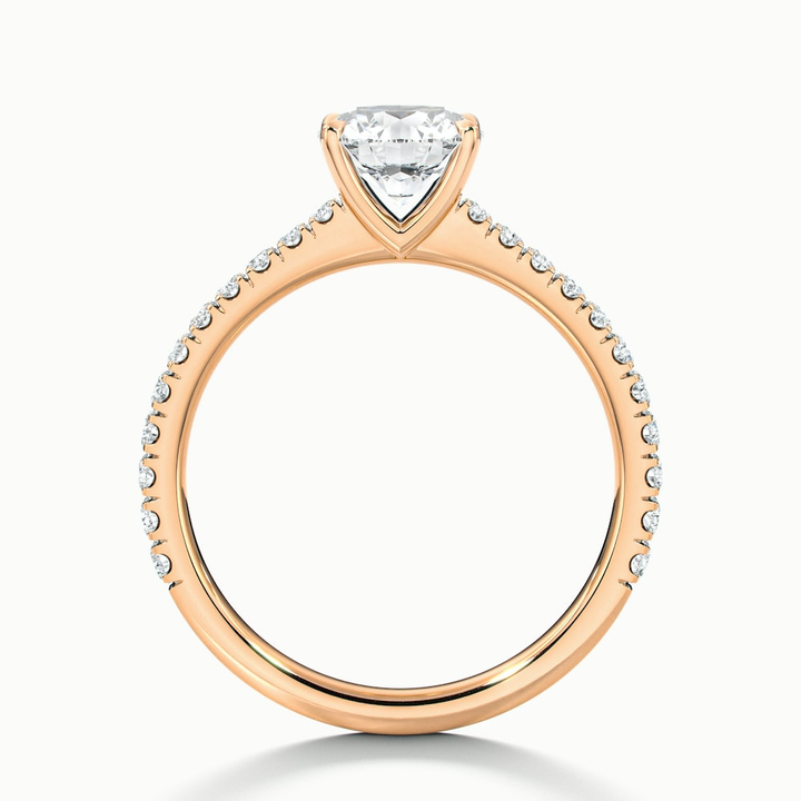 Sarah 5 Carat Round Solitaire Pave Lab Grown Diamond Ring in 18k Rose Gold