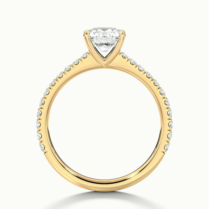 Sarah 1 Carat Round Solitaire Pave Lab Grown Diamond Ring in 10k Yellow Gold