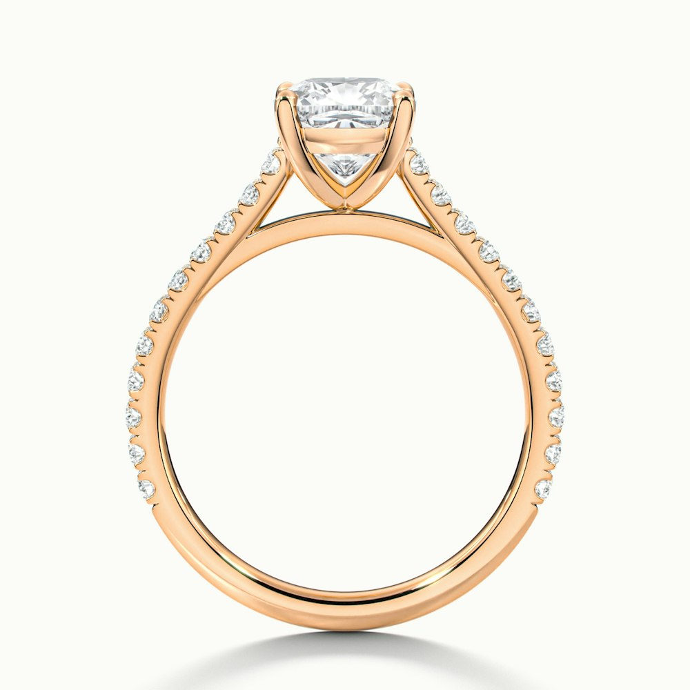 Mary 3 Carat Cushion Cut Solitaire Pave Moissanite Engagement Ring in 18k Rose Gold