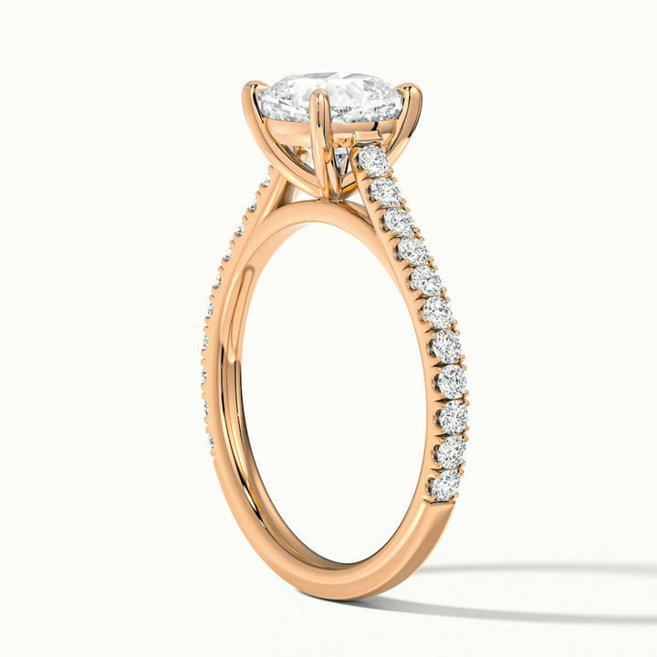 Lea 5 Carat Cushion Cut Solitaire Pave Lab Grown Diamond Ring in 18k Rose Gold