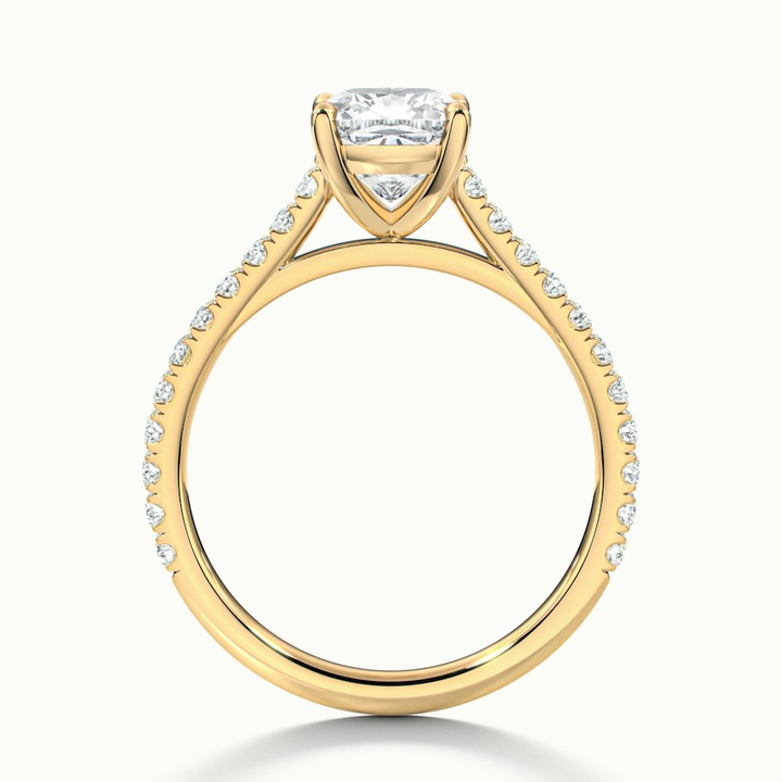 Mary 3 Carat Cushion Cut Solitaire Pave Moissanite Engagement Ring in 10k Yellow Gold