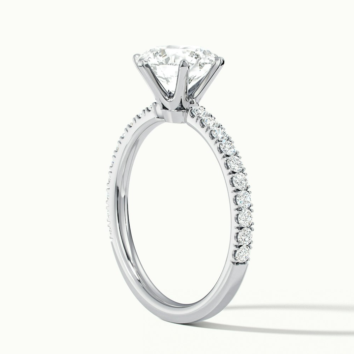 Olive 1 Carat Round Solitaire Pave Lab Grown Diamond Ring in 14k White Gold
