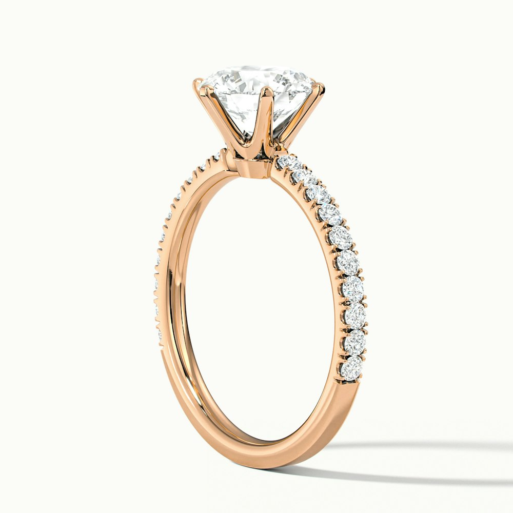 Lyra 2 Carat Round Solitaire Pave Moissanite Engagement Ring in 10k Rose Gold
