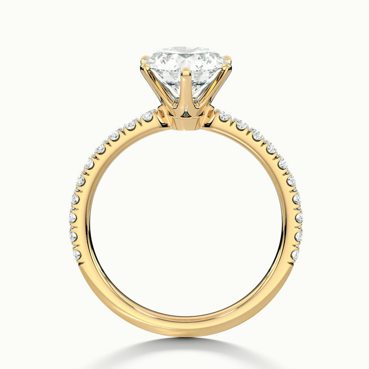 Olive 1.5 Carat Round Solitaire Pave Lab Grown Diamond Ring in 10k Yellow Gold
