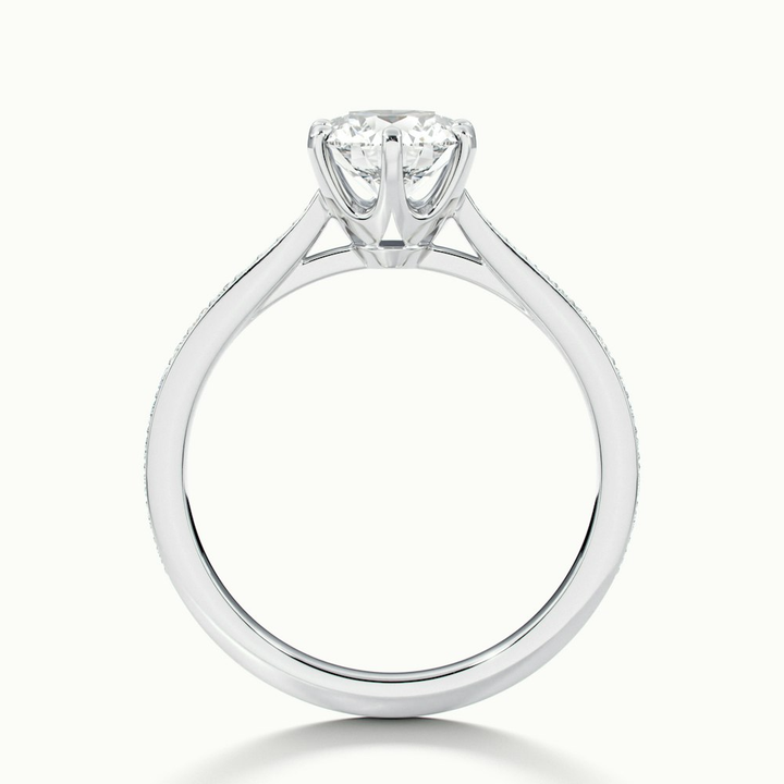Mia 4 Carat Round Solitaire Pave Lab Grown Engagement Ring in 10k White Gold