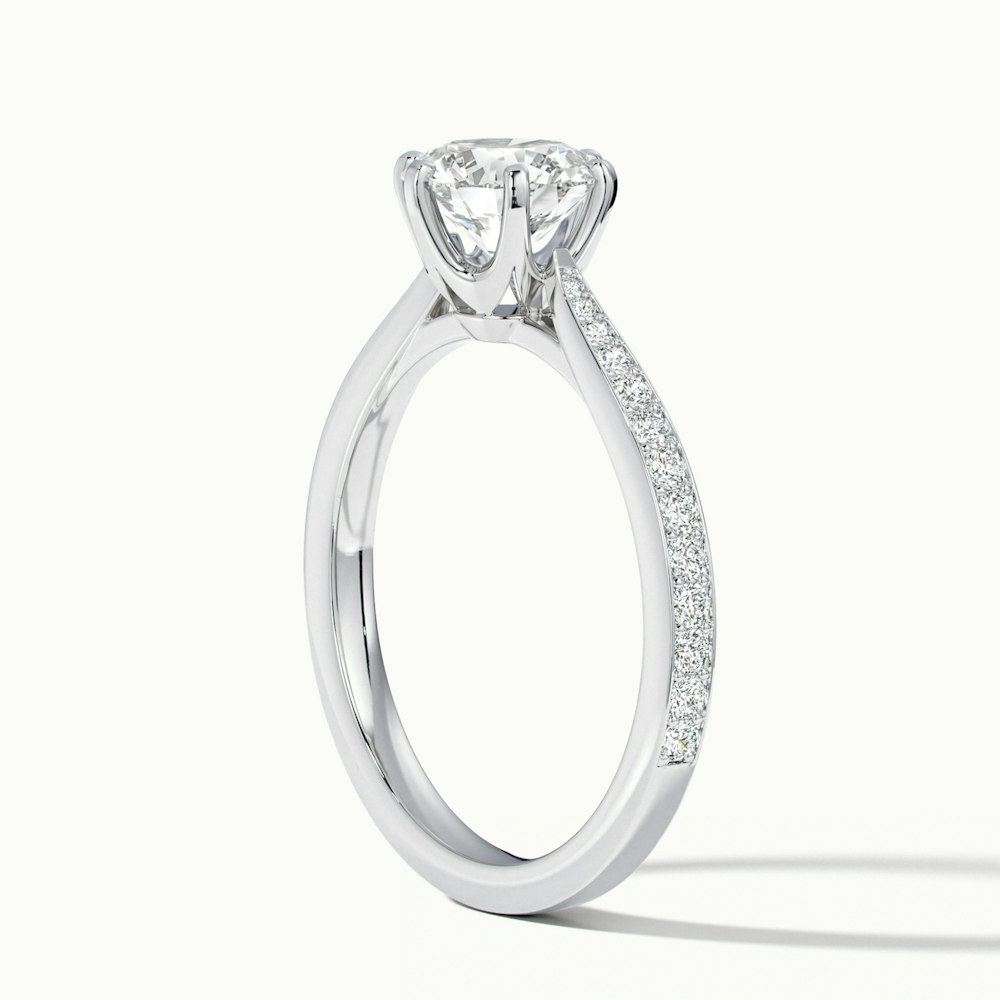 Mia 3 Carat Round Solitaire Pave Lab Grown Engagement Ring in 10k White Gold
