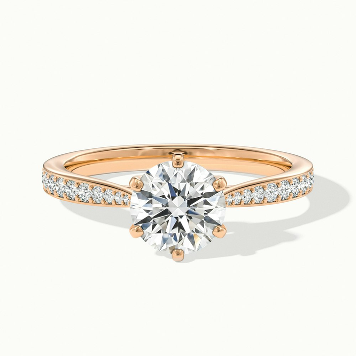 Mia 2 Carat Round Solitaire Pave Lab Grown Engagement Ring in 14k Rose Gold