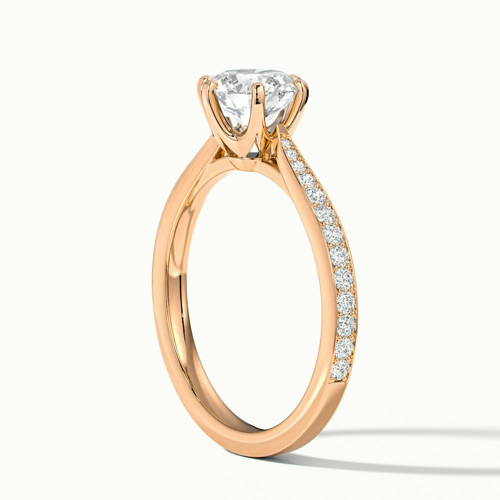 Esha 2 Carat Round Solitaire Pave Moissanite Diamond Ring in 10k Rose Gold